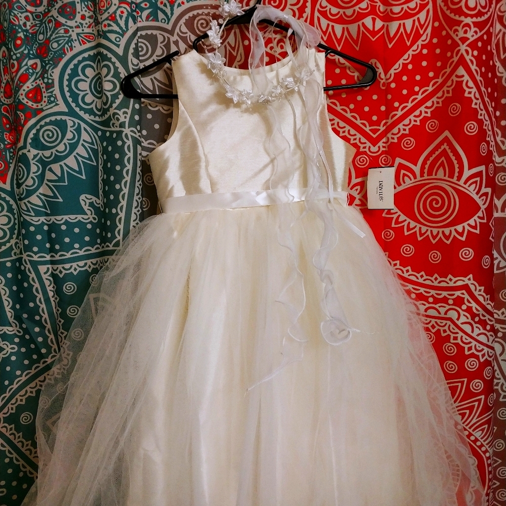 Flower Girl Dress, Crown, Heels